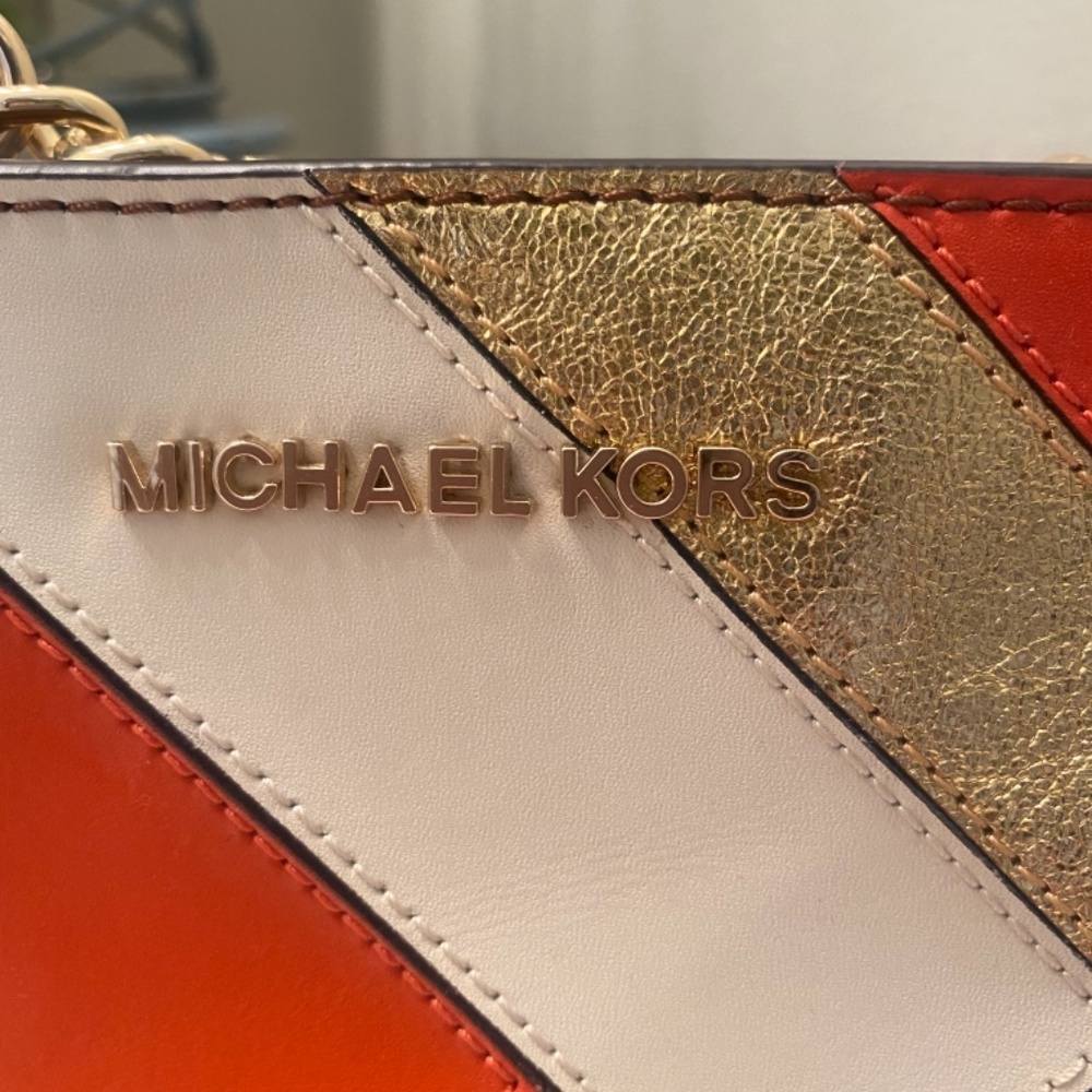 Michael Kors Adele Patchwork Orange And Gold Cros… - image 2